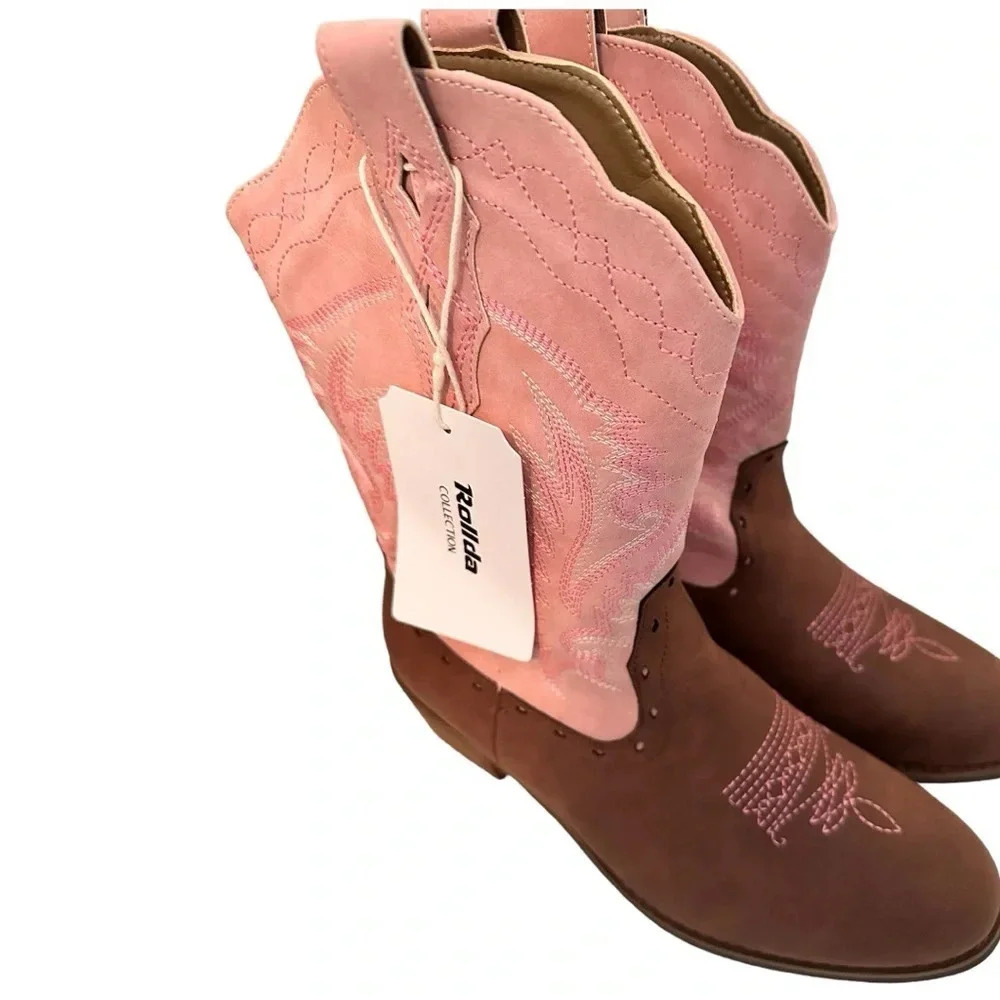 NWT Kids Cowboy Boots Western Round Toe Cowgirl Boots - Picture 2 of 6